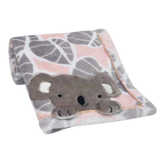 Imagem de Cobertor de bebê Lambs & Ivy Calypso Pink/Grey Koala Fuzzy