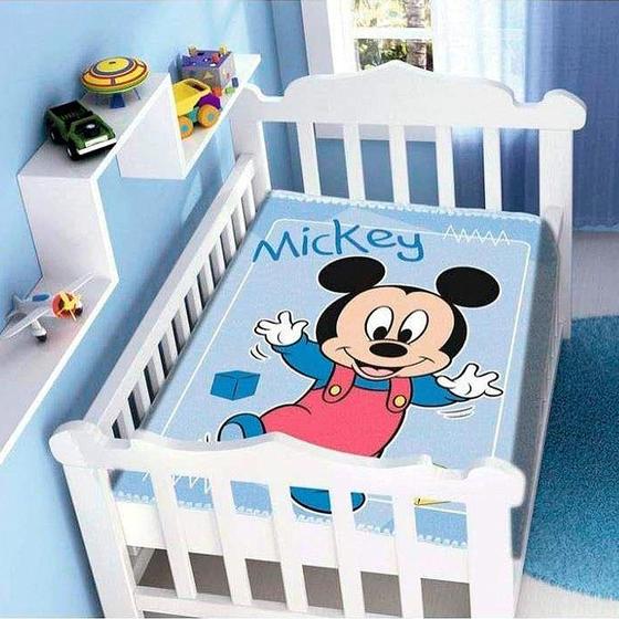 Imagem de Cobertor de bebê raschel mickey passinhos jolitex ref:k8.1955005 90x1,10