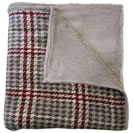 Imagem de Cobertor de Casal Corttex Finlândia 2,2m x 1,8m Sherpa Efeito Pele de Carneiro e Microfibra Macio