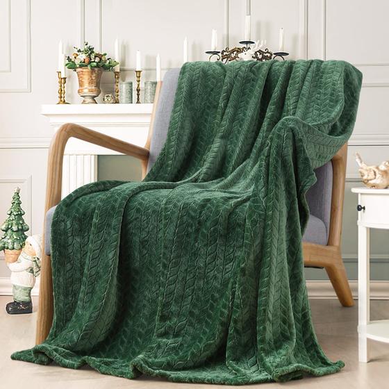 Imagem de Cobertor de lã embutida, flanela supermacia, verde, 50x60cm