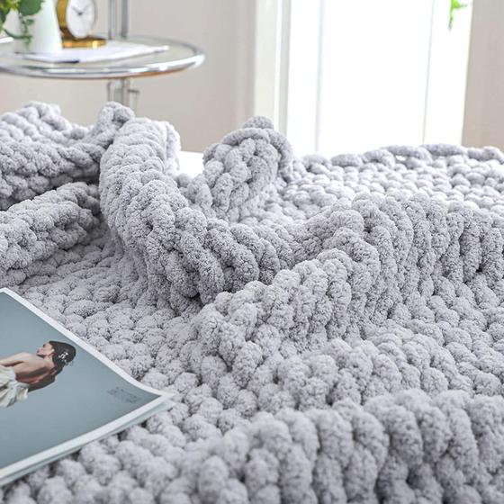 Imagem de Cobertor de malha Chunky Throw Bigacogo 130x160cm Chenille