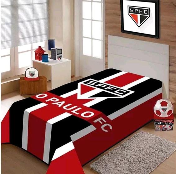 Imagem de Cobertor de Solteiro Time São Paulo.