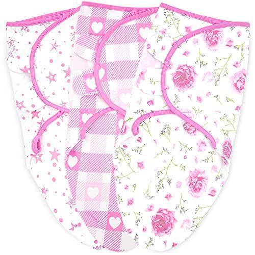 Imagem de Cobertor de Swaddle do bebê, 3 Pack, Swaddles recém-nascidos 0-3 meses, Pequeno-Médio, Saco de dormir de Swaddling Infantil, Menina Cobertor Swaddle ajustável, Rosa