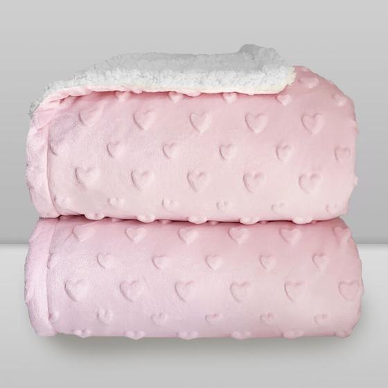 Imagem de Cobertor Donna Laço Bebê Plush com Sherpa Hearts