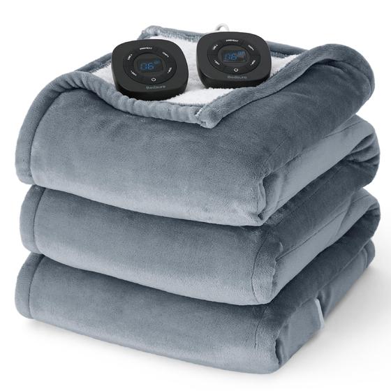 Imagem de Cobertor Elétrico Bedsure Queen Size com Controle Duplo - Cinza