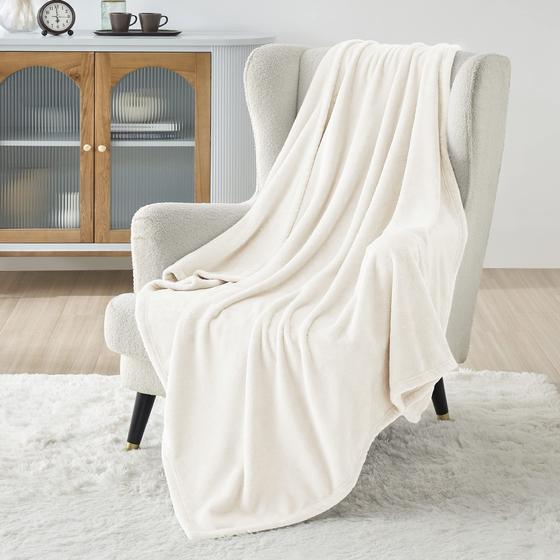 Imagem de Cobertor Fleece Bedsure XL Creme - 130x180cm - 300GSM