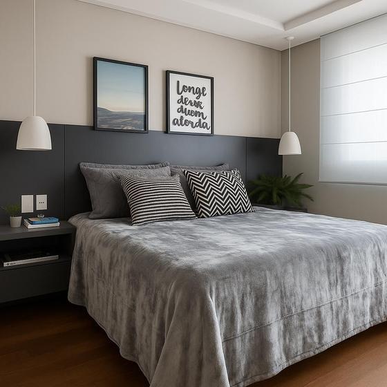 Imagem de Cobertor Frio Intenso Cama Casal Queen Mantinha Flannel Grid