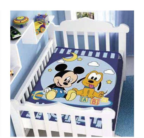 Imagem de Cobertor Infantil Berço Bebê Raschel Plus Mickey