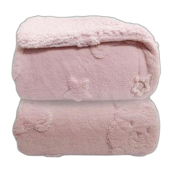 Imagem de Cobertor Infantil Donna Laço Bebê Com Sherpa Relevo Urso