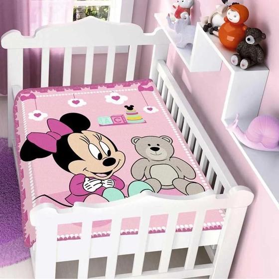 Imagem de Cobertor Infantil Raschel Jolitex Minnie Surpresa Rosa