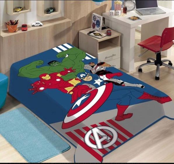 Imagem de Cobertor Infantil Solteiro Jolitex de Microfibra Disney Raschel Plus Vingadores