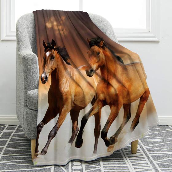 Imagem de Cobertor Jekeno Horse Print Soft Cozy 125 x 150 cm, poliéster