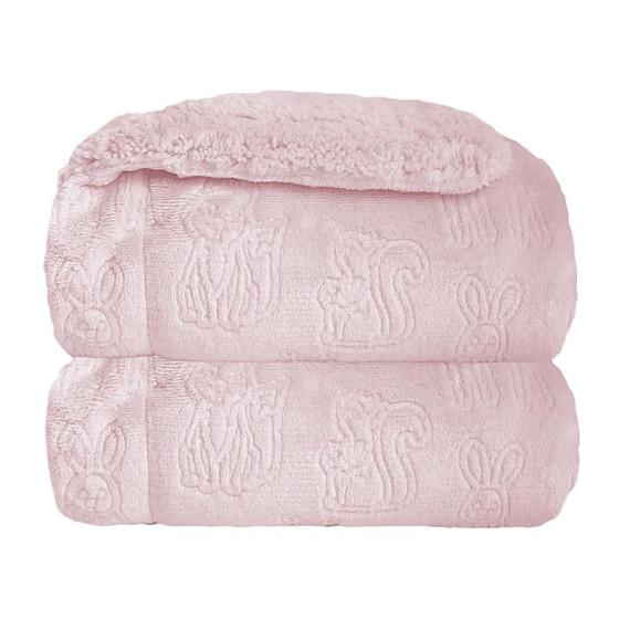 Imagem de Cobertor Laço Bebê Sherpam Ferrete 90x110 Rosa Claro
