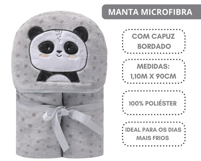 Imagem de Cobertor/manta bebê c/ capuz bordado bichinhos-papi