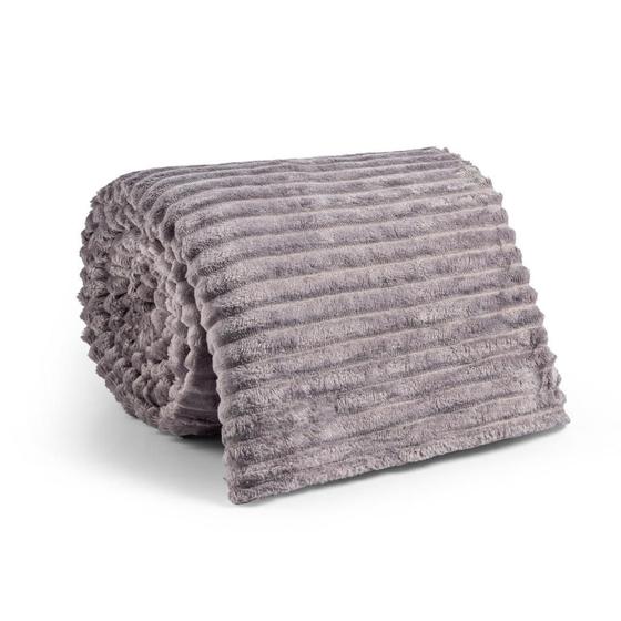 Imagem de Cobertor Manta Casal Padrão Canelado Fleece Soft Macio 1,80m x 2,00m - Cinza escuro