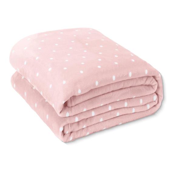 Imagem de Cobertor Manta Casal Poá Bolinha Softy 2,20 x 2,00 Avulso Toque Macio Aveludado Coberta Antialergico Fleece Flannel