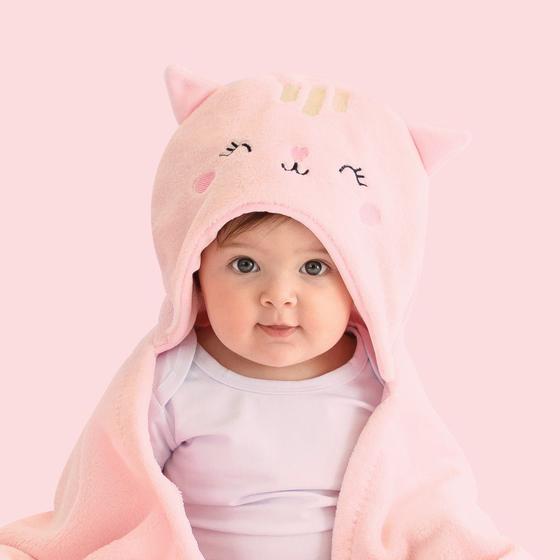 Imagem de Cobertor Manta De Microfibra Mami Bichuus Com Capuz Bebê Papi