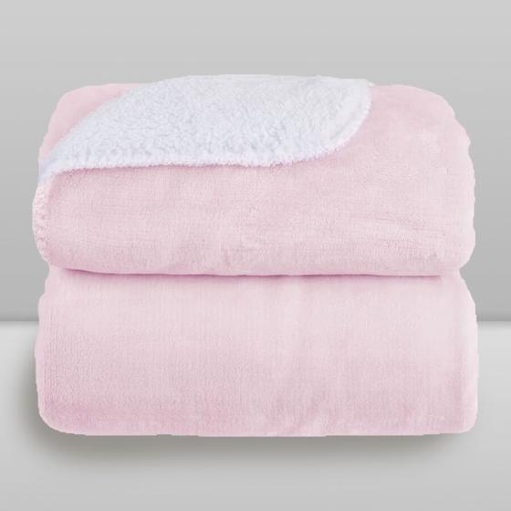Imagem de Cobertor Microfibra Plush Com Sherpa Rosa - Laço Bebê