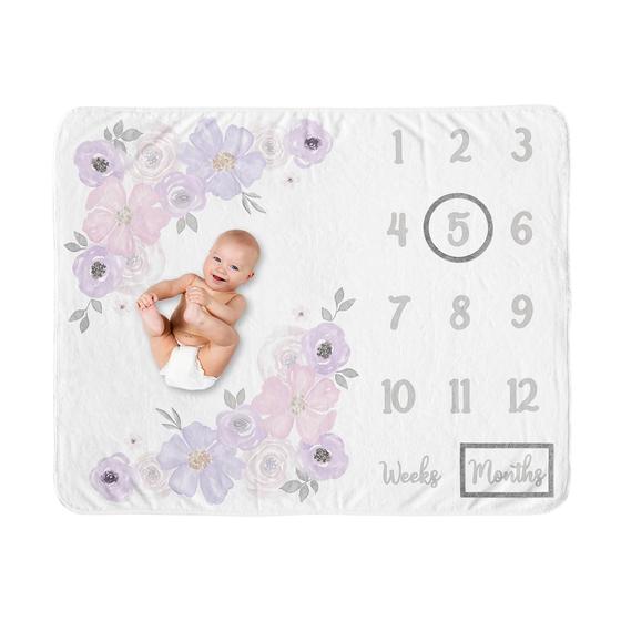 Imagem de Cobertor Milestone Sweet Jojo Designs em aquarela floral