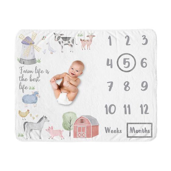 Imagem de Cobertor Milestone Sweet Jojo Designs Farm Animals +1M-1Y