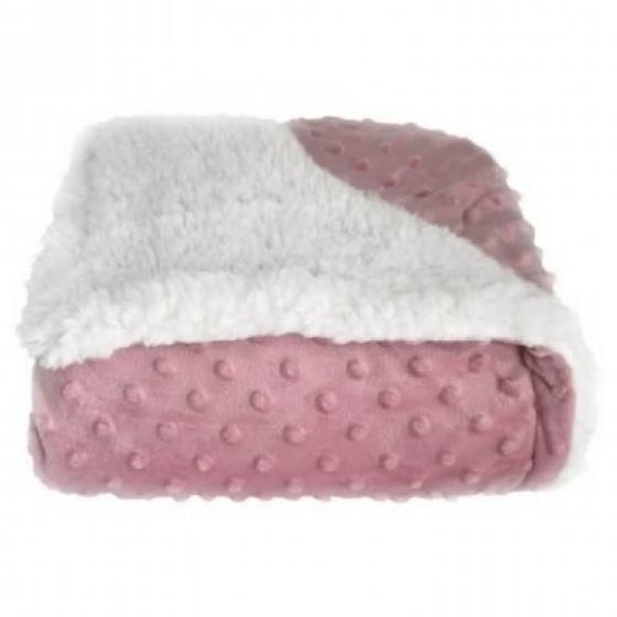 Imagem de Cobertor Para Bebe Sherpa Dots Rosa Laço Bebe