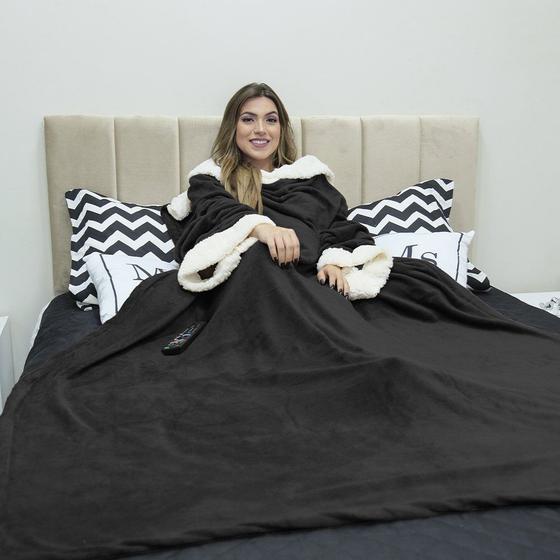 Imagem de Cobertor para Tv Preto Confortável de Mangas Casa Dona