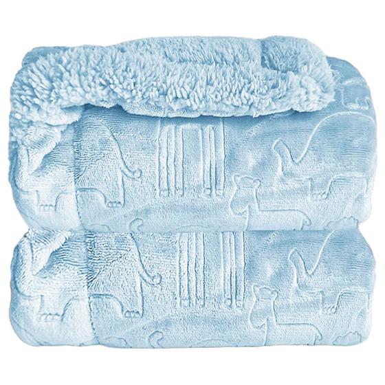 Imagem de Cobertor Plush com Sherpa Ferrete Azul Bebê - Laço Bebê