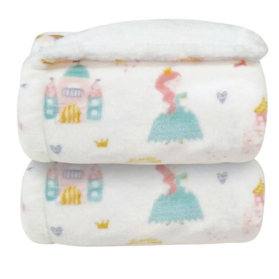 Imagem de Cobertor Plush Print Com Sherpa Princess - Laço Bebê