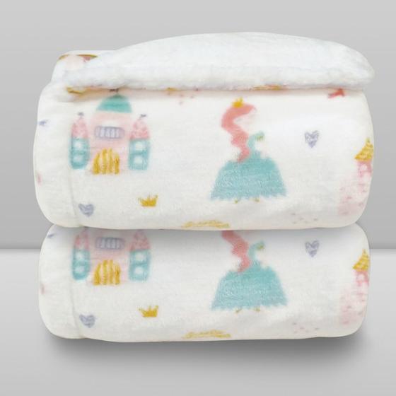 Imagem de Cobertor Plush Print com Sherpa Princess - Laço Bebê