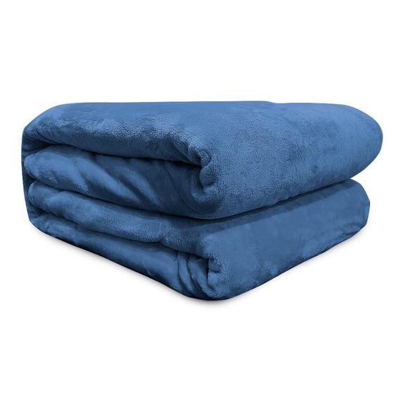 Imagem de Cobertor Queen Flannel Liso Azul - Andreza