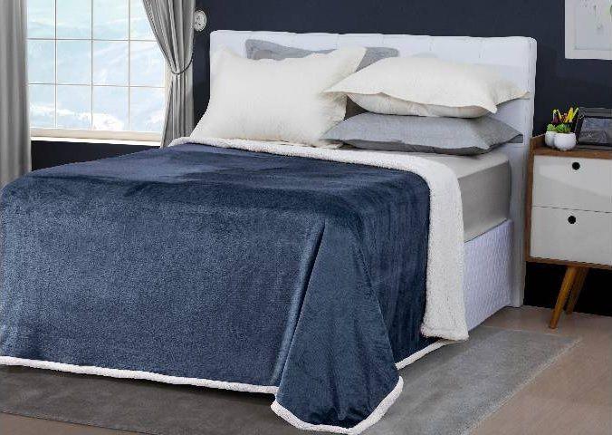 Imagem de Cobertor Queen Flannel Liso Com Sherpa 2,30x2,40m
