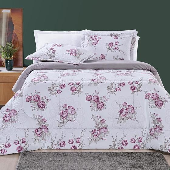 Imagem de Cobertor Queen Size Grosso Nyla Estampado Luxuoso - Rosa