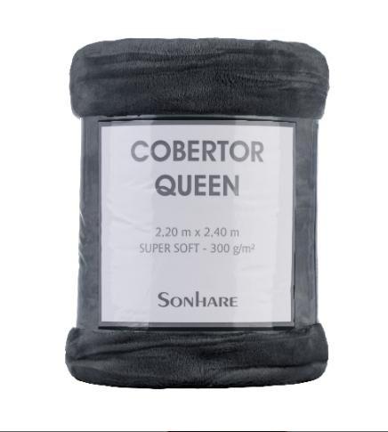 Imagem de Cobertor Queen Super Soft 300 g/m² Grafite Sonhare