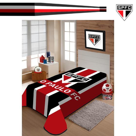 Imagem de Cobertor Raschel 150x220cm Solteiro São Paulo FC Vermelho Jolitex