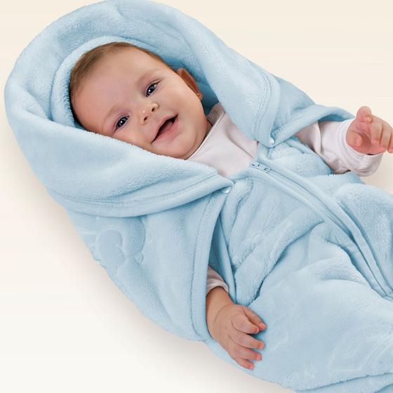 Imagem de Cobertor Saco Dormir Bebe 80x90cm Menino Relevo Jolitex Azul