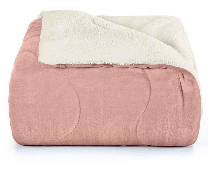 Imagem de Cobertor Sherpa Casal Rosa Chá Hedrons