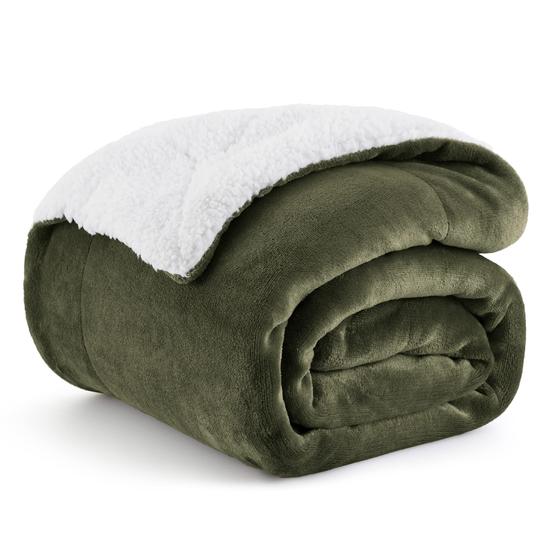 Imagem de Cobertor Sherpa Fleece Bedsure Twin Size - Verde Oliva