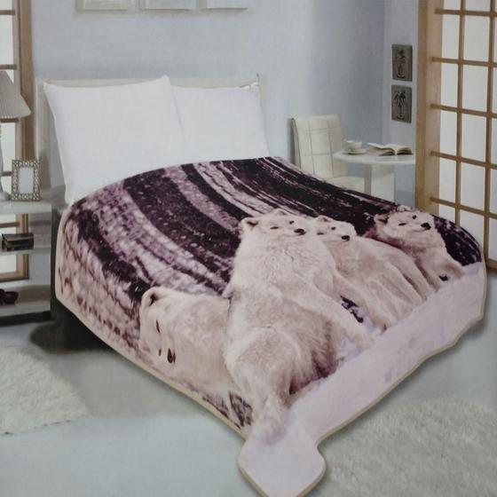 Imagem de Cobertor Super Soft Solteiro 640g/m² Lobo Realce Top Sultan