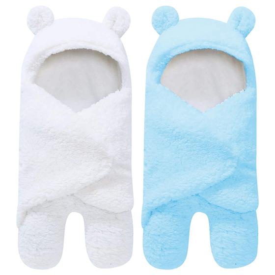 Imagem de Cobertor Swaddle Sherpa para Bebê - Pacote com 2 Unidades em Água-Marinha