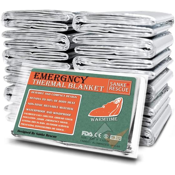 Imagem de Cobertor Térmico Mylar de Emergência (4 Peças) - Design NASA - Ideal para Acampamento
