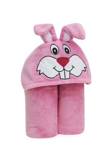 Imagem de Cobertor tv infantil soft com toca e capuz 102x127 cm coelinho rosa