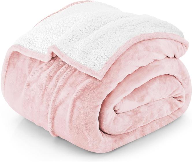 Imagem de Cobertor Utopia Bedding Sherpa King Size rosa 229x259cm