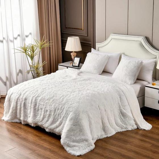 Imagem de Cobertor YUSOKI White Queen Faux Fur 2 camadas 230x230cm