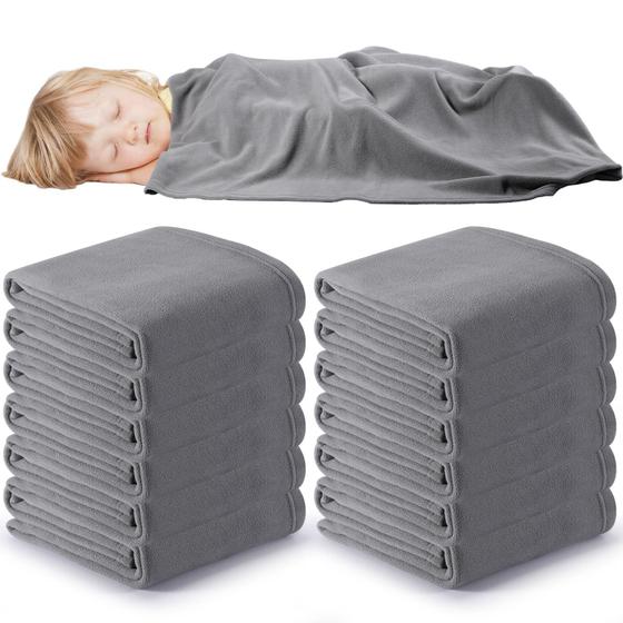 Imagem de Cobertores de Berço Newwiee - Kit com 12 Peças (100x150cm) - Cinza
