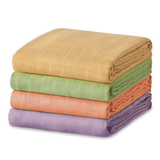 Imagem de Cobertores Swaddle Ankyle de Musseline - Pacote com 4 (120x120cm)