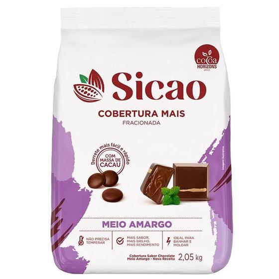 Imagem de Cobertura Chocolate Mais Meio Amargo Em Gotas 2,05kg Sicao