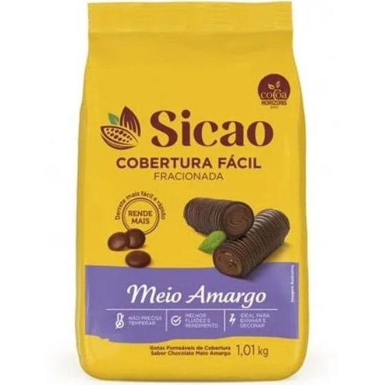 Imagem de Cobertura Fácil  Meio Amargo - Gotas - 1,01 kg - 1 unidade - Sicao - Rizzo