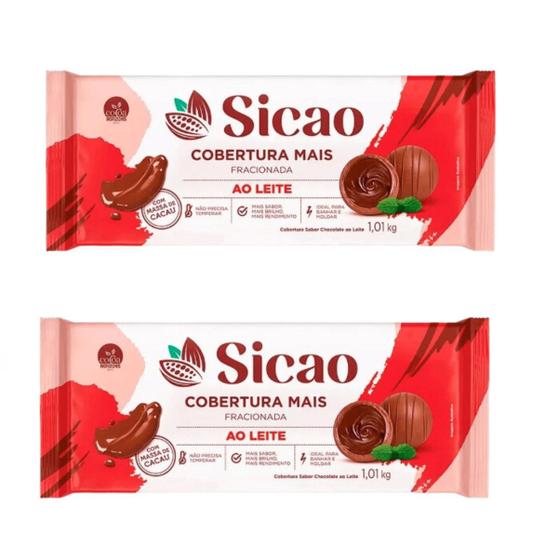 Imagem de Cobertura Mais Chocolate Ao Leite Sicao Barra 1 kg- kit 2un