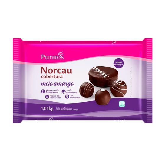 Imagem de Cobertura Norcau Chocolate Meio Amargo - Barra - 1,01kg - 1 unidade - Puratos  - Rizzo