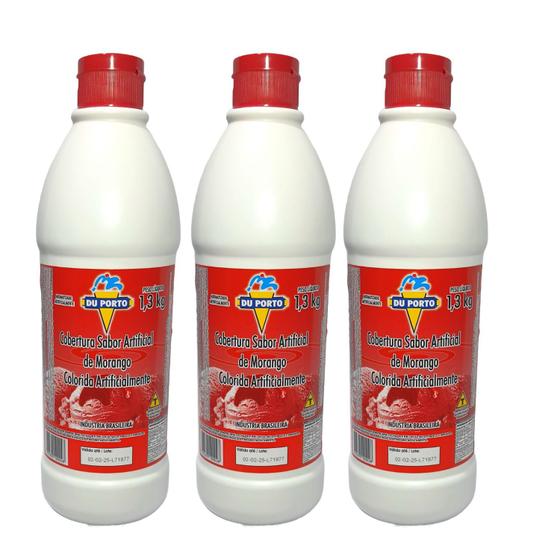 Imagem de Cobertura Para Sorvetes Sobremesas Kit 3 Potes Grandes Vários Sabores Du Porto